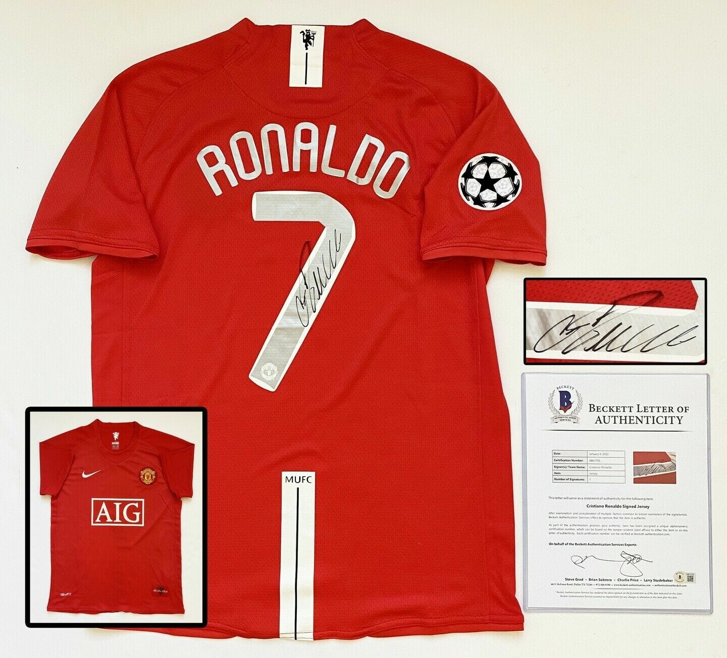 Cristiano Ronaldo Signed Jersey Manchester United Beckett BAS COA Autographia