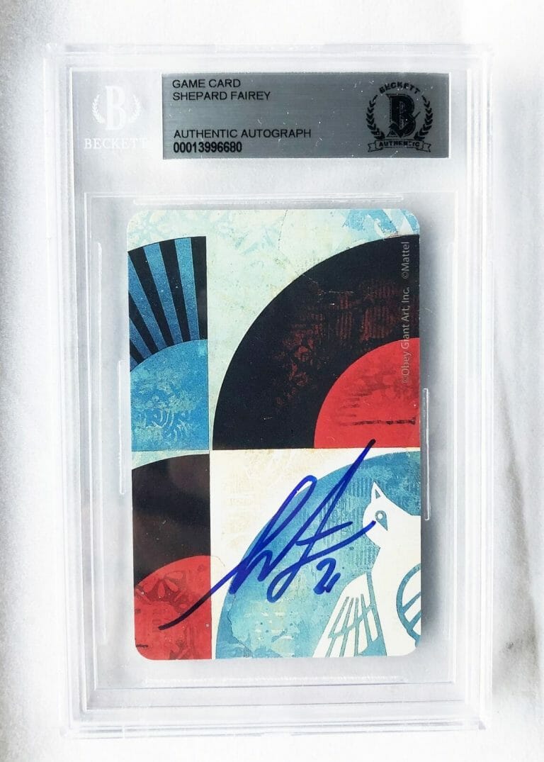 SHEPARD FAIREY SIGNED CARD UNO LIMITED EDITION BECKETT BAS 1 COA COLLECTIBLE MEMORABILIA