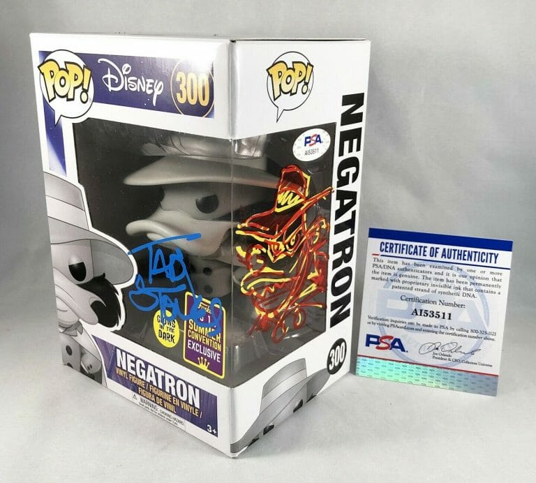 TAD STONES SIGNED FUNKO POP DARKWING DUCK NEGATRON WITH SKETCH PSA/DNA COA COLLECTIBLE MEMORABILIA
