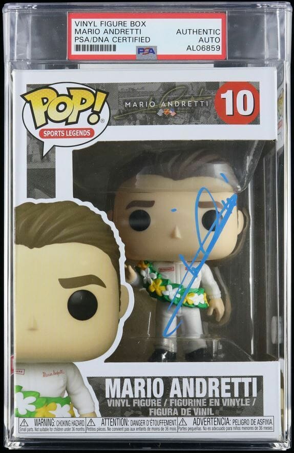 MARIO ANDRETTI SIGNED FUNKO POP PSA/DNA AUTOGRAPHED NASCAR RACING COLLECTIBLE MEMORABILIA
