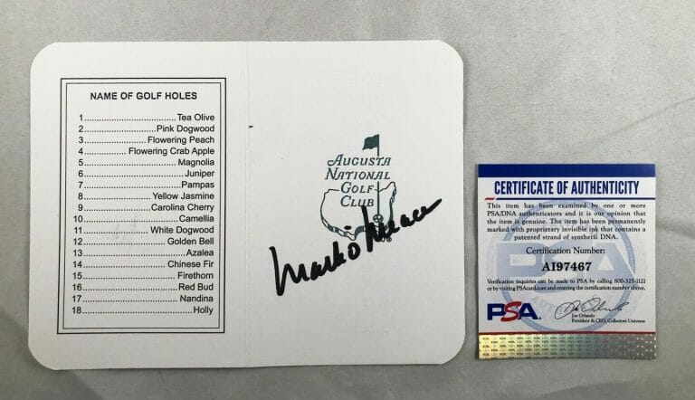 MASTERS CHAMPION MARK O’MEARA SIGNED MASTERS SCORECARD PSA/DNA COA COLLECTIBLE MEMORABILIA