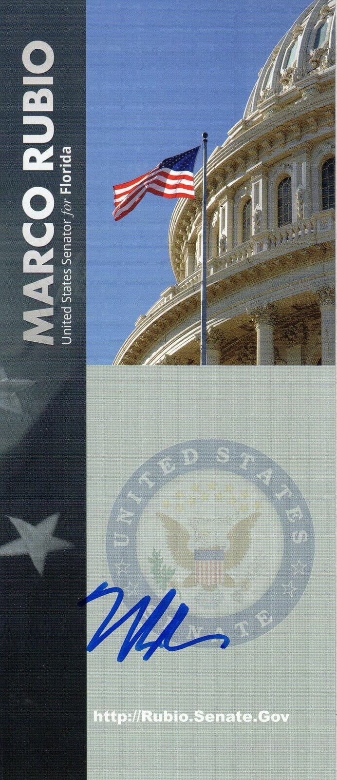 U.S. SENATOR MARCO RUBIO AUTOGRAPHED PAMPHLET COA COLLECTIBLE MEMORABILIA