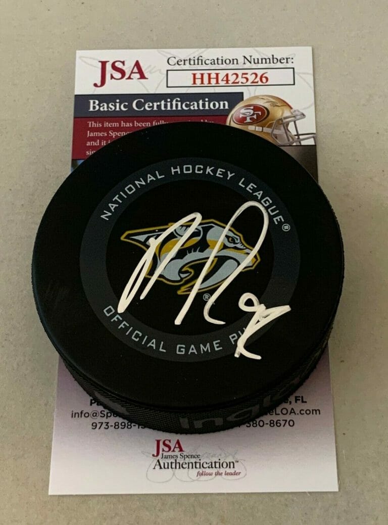 RYAN JOHANSEN SIGNED NASHVILLE PREDATORS GAME PUCK AUTOGRAPHED PREDS JSA COLLECTIBLE MEMORABILIA