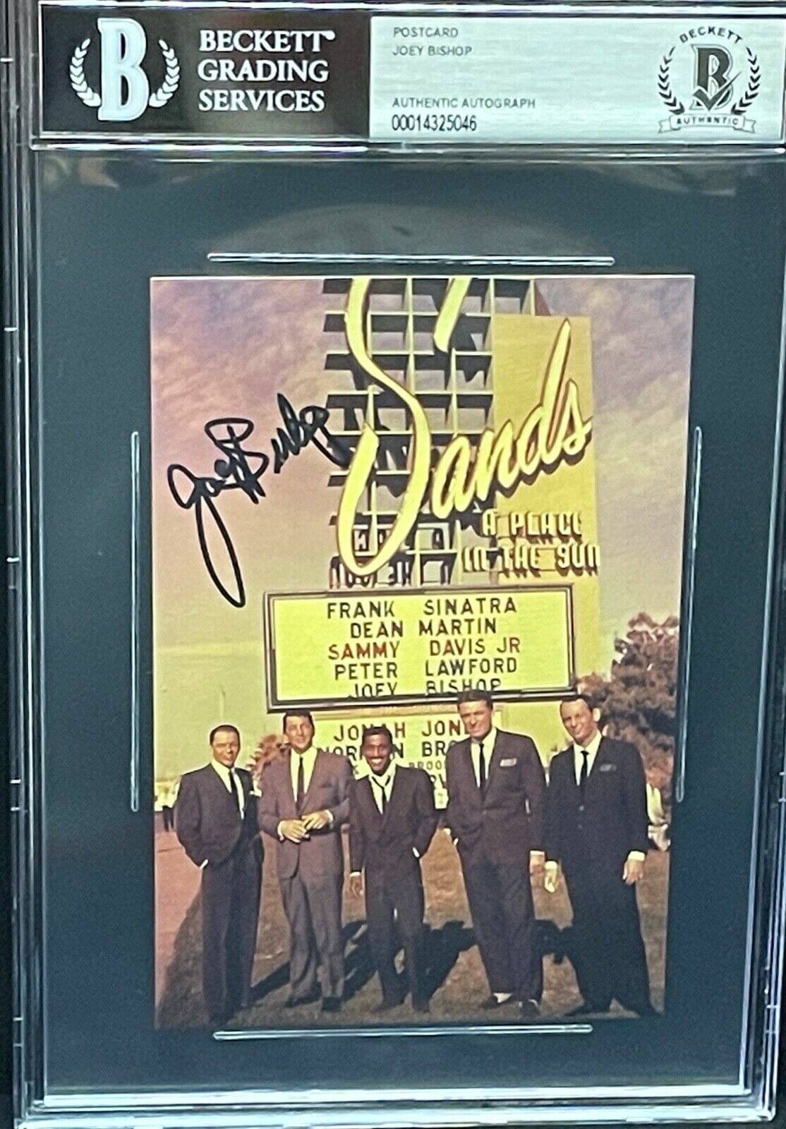 Joey Bishop Signed Autograph Postcard Signatures Encapsulated Bas Rat