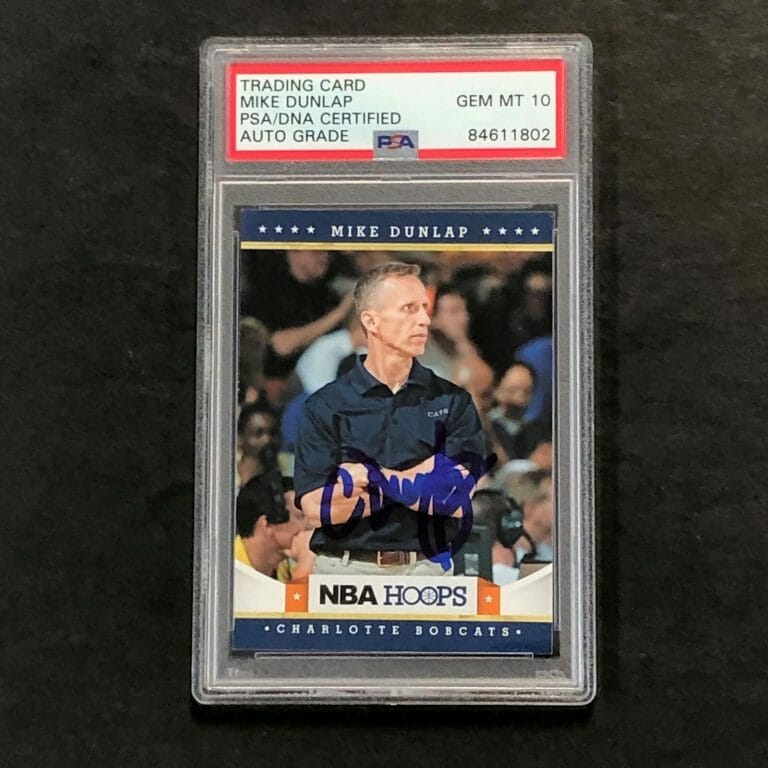2012-13 NBA HOOPS #222 MIKE DUNLAP SIGNED CARD AUTO 10 PSA SLABBED BOBCATS COLLECTIBLE MEMORABILIA