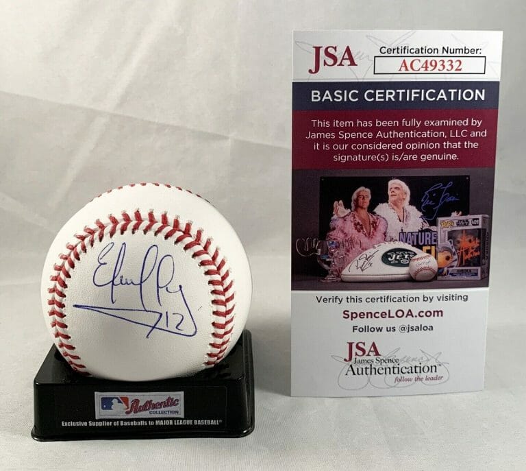 ATLANTA BRAVES EDDIE PEREZ SIGNED 2021 WORLD SERIES BASEBALL JSA COA COLLECTIBLE MEMORABILIA
