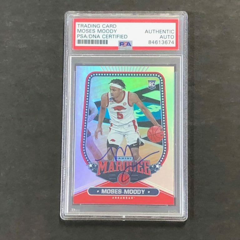 2021-22 PANINI MARQUEE #151 MOSES MOODY SIGNED CARD AUTO PSA SLABBED ARKANSAS RA COLLECTIBLE MEMORABILIA