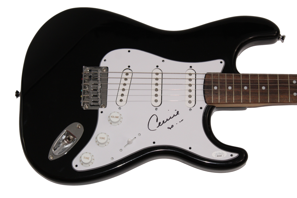 Celine Dion Signed Autograph Black Fender Electric Guitar Titanic