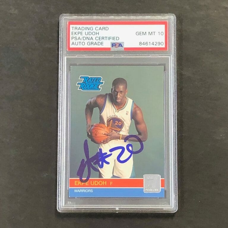 2010-11 DONRUSS RATED ROOKIE #233 EKPE UDOH SIGNED CARD AUTO 10 PSA SLABBED RC W COLLECTIBLE MEMORABILIA