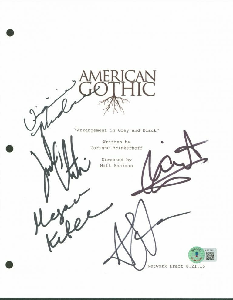 AMERICAN GOTHIC (5) STARR, KNIGHT, CHATWIN +2 SIGNED SCRIPT COVER BAS #AB77611 COLLECTIBLE MEMORABILIA