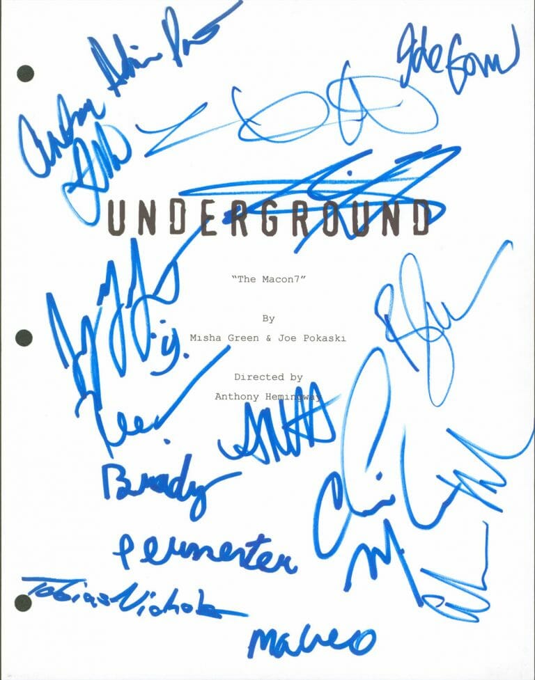 UNDERGROUND (12) MILLER, MELONI +10 SIGNED 8.5×11 SCRIPT COVER BAS #AB77630 COLLECTIBLE MEMORABILIA