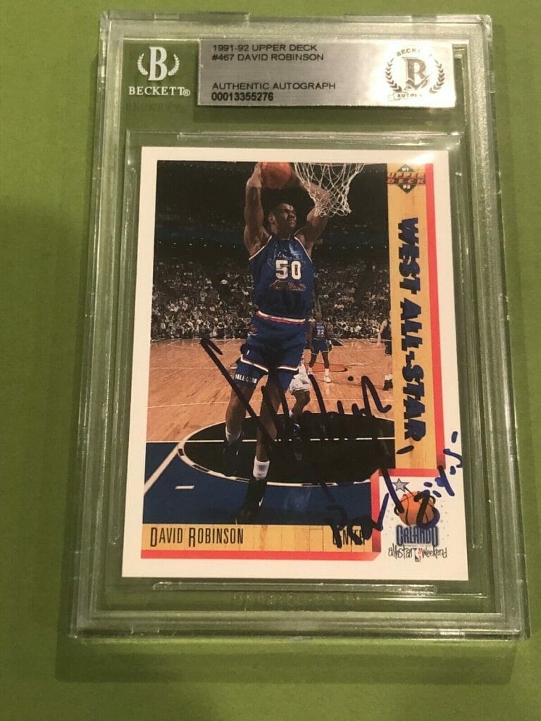 DAVID ROBINSON SIGNED 1991-92 UPPER DECK CARD #467 BECKETT AUTHENTICATED BAS COLLECTIBLE MEMORABILIA