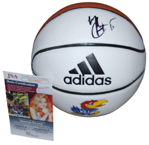 MARIO CHALMERS SIGNED (KANSAS JAYHAWKS) MINI 7″ BASKETBALL JSA COA SS59915 COLLECTIBLE MEMORABILIA