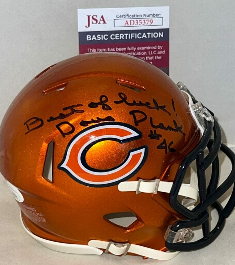 DOUG PLANK SIGNED CHICAGO BEARS FLASH MINI HELMET AUTOGRAPHED 2 JSA COLLECTIBLE MEMORABILIA
