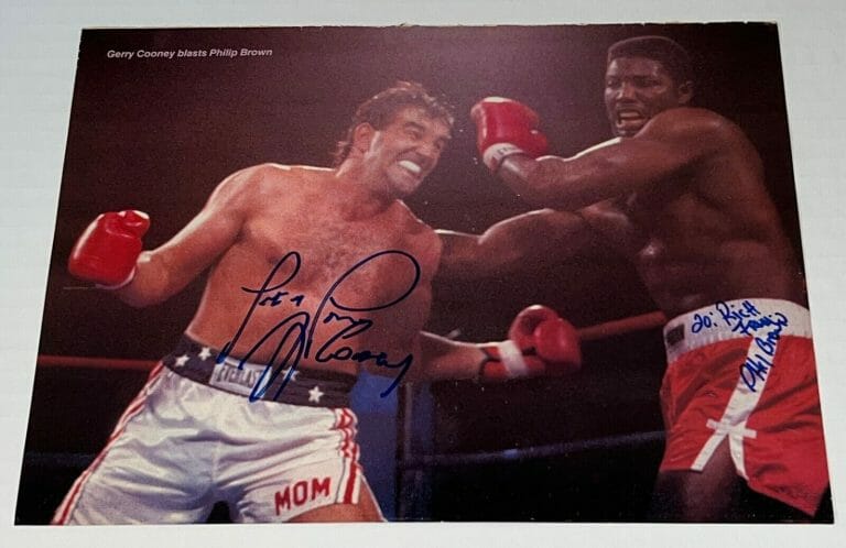 GERRY COONEY & PHILIPP BROWN SIGNED BOXING MAGAZINE PAGE AUTOGRAPHED COLLECTIBLE MEMORABILIA