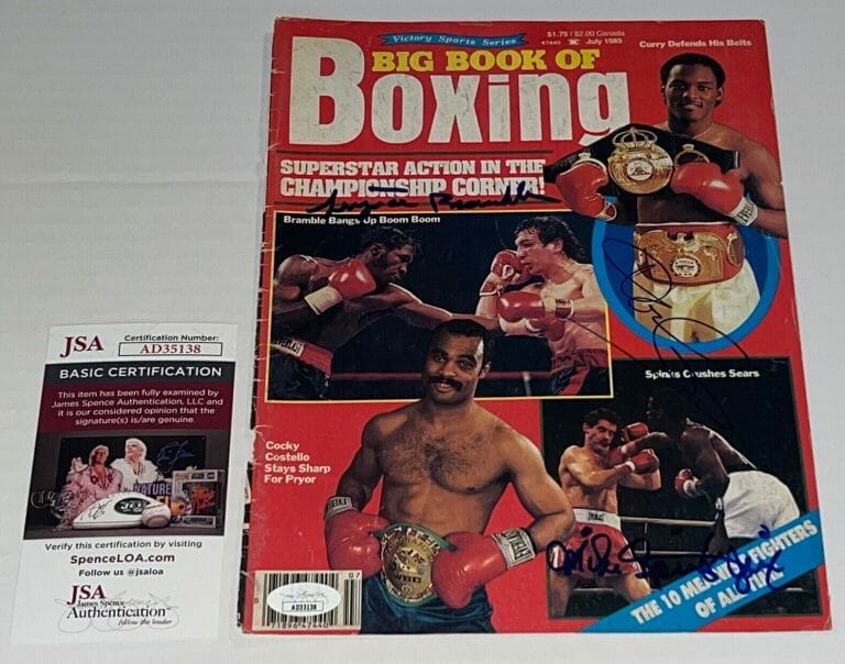 LIVINGSTONE BRAMBLE, DONALD CURRY & MICHAEL SPINKS SIGNED MAGAZINE PAGE JSA COLLECTIBLE MEMORABILIA