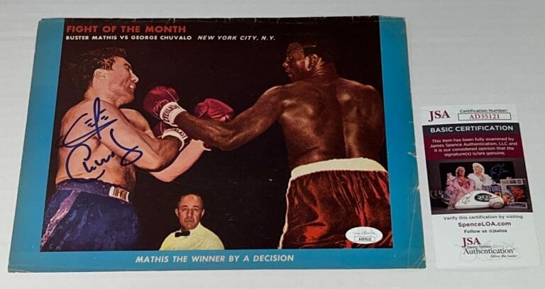 GEORGE CHUVALO SIGNED MAGAZINE PAGE BOXING CHAMP AUTOGRAPHED 2 JSA COLLECTIBLE MEMORABILIA