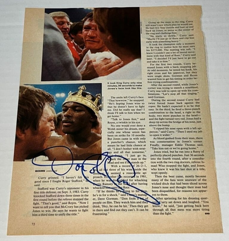 DONALD CURRY COBRA SIGNED MAGAZINE PAGE BOXING CHAMP AUTOGRAPHED JSA COLLECTIBLE MEMORABILIA