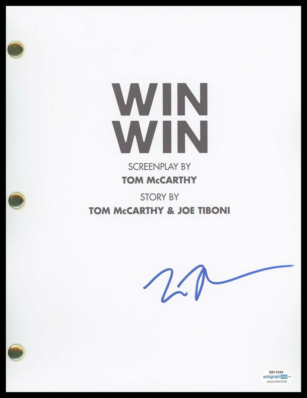 Tom McCarthy "Win Win" AUTOGRAPH Signed Full Complete Script Screenplay ...