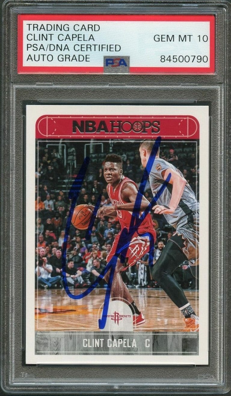 2017-18 NBA HOOPS #189 CLINT CAPELA SIGNED CARD AUTO 10 PSA/DNA SLABBED ROCKETS COLLECTIBLE MEMORABILIA