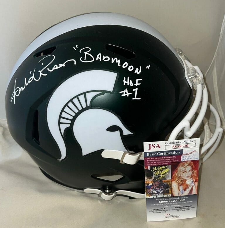 ANDRE RISON SIGNED MICHIGAN STATE SPARTANS SPEED F/S HELMET BAD MOON INSCR. JSA COLLECTIBLE MEMORABILIA