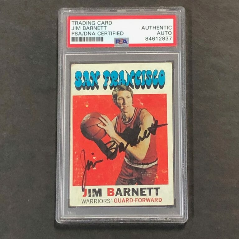 1971-72 TOPPS BASKETBALL #104 JIM BARNETT SIGNED CARD AUTO PSA SLABBED WARRIORS COLLECTIBLE MEMORABILIA