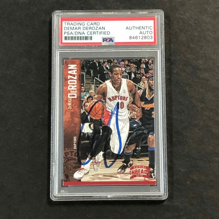 2012-13 PANINI THREADS #134 DEMAR DEROZAN SIGNED CARD AUTO PSA SLABBED RAPTORS COLLECTIBLE MEMORABILIA
