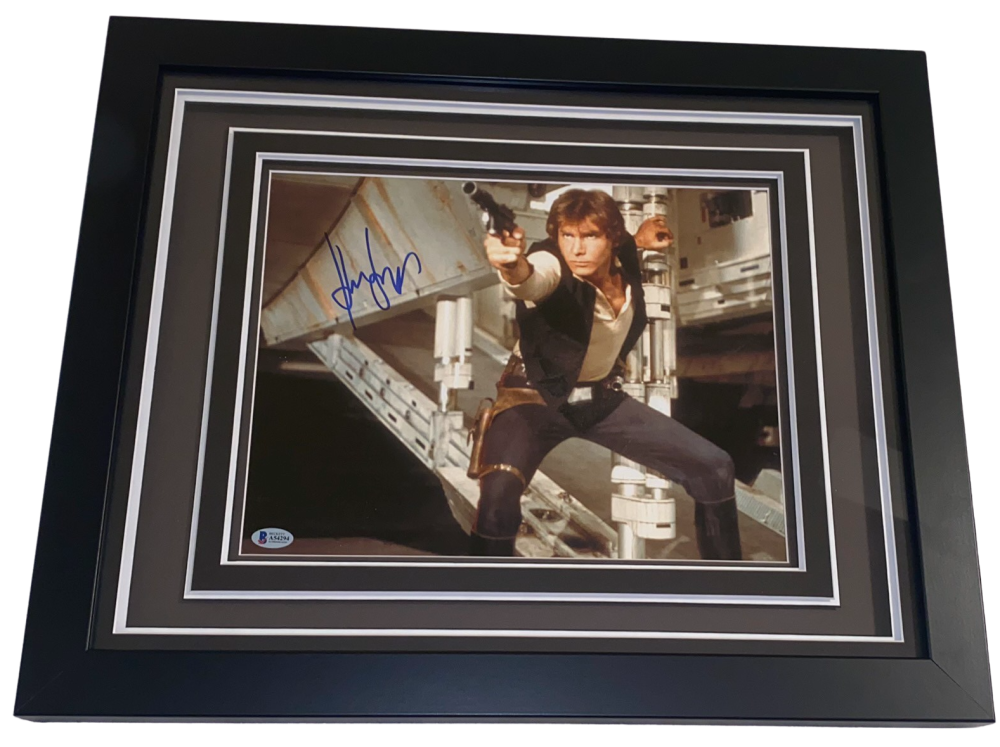 Harrison Ford Han Solo Signed 11x14 Framed Photo Star Wars Autograph