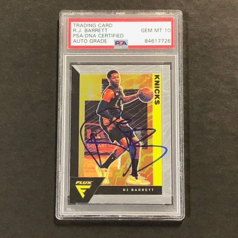 2020-21 PANINI FLUX #116 RJ BARRETT SIGNED CARD AUTO 10 PSA SLABBED KNICKS COLLECTIBLE MEMORABILIA
