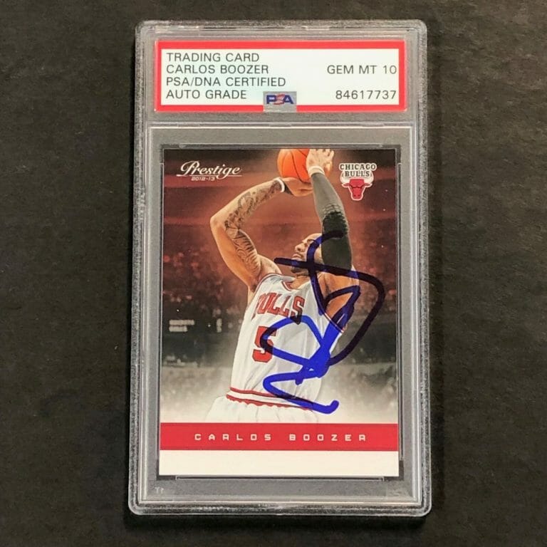 2012-13 PANINI PRESTIGE #17 CARLOS BOOZER SIGNED CARD AUTO 10 PSA SLABBED BULLS COLLECTIBLE MEMORABILIA