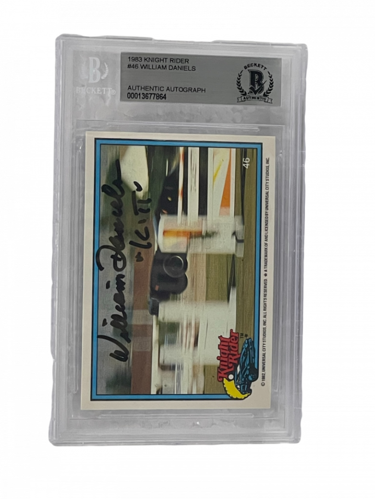 WILLIAM DANIELS SIGNED KNIGHT RIDER DONRUSS TRADING CARD #46 SLABBED BECKETT COLLECTIBLE MEMORABILIA