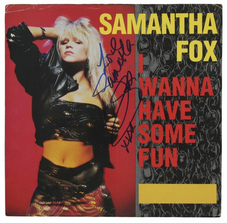 Samantha Fox Signed I Wanna Have Some Fun 45 Rpm Album Cover Bas Bf88856 Autographia 