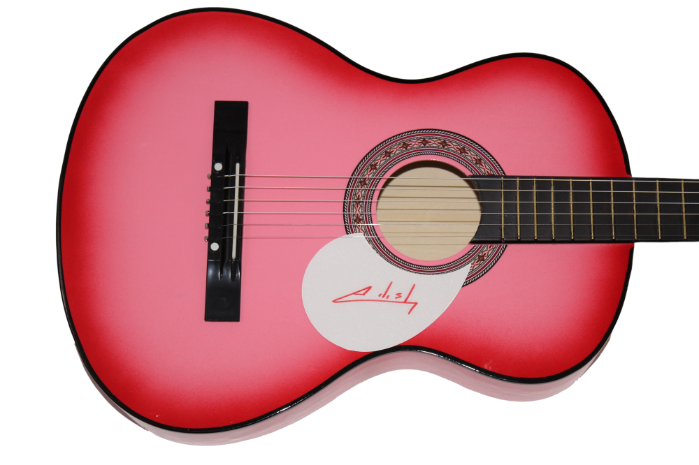 Billie Eilish Signed Autograph Full Size Pink Acoustic Guitar Bad Guy