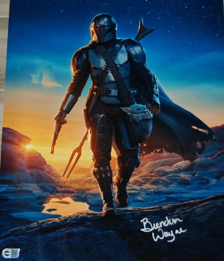 BRENDAN WAYNE SIGNED (THE MANDALORIAN) 16X20 MANDO STAR WARS 16×20 SWAU A29607 COLLECTIBLE MEMORABILIA