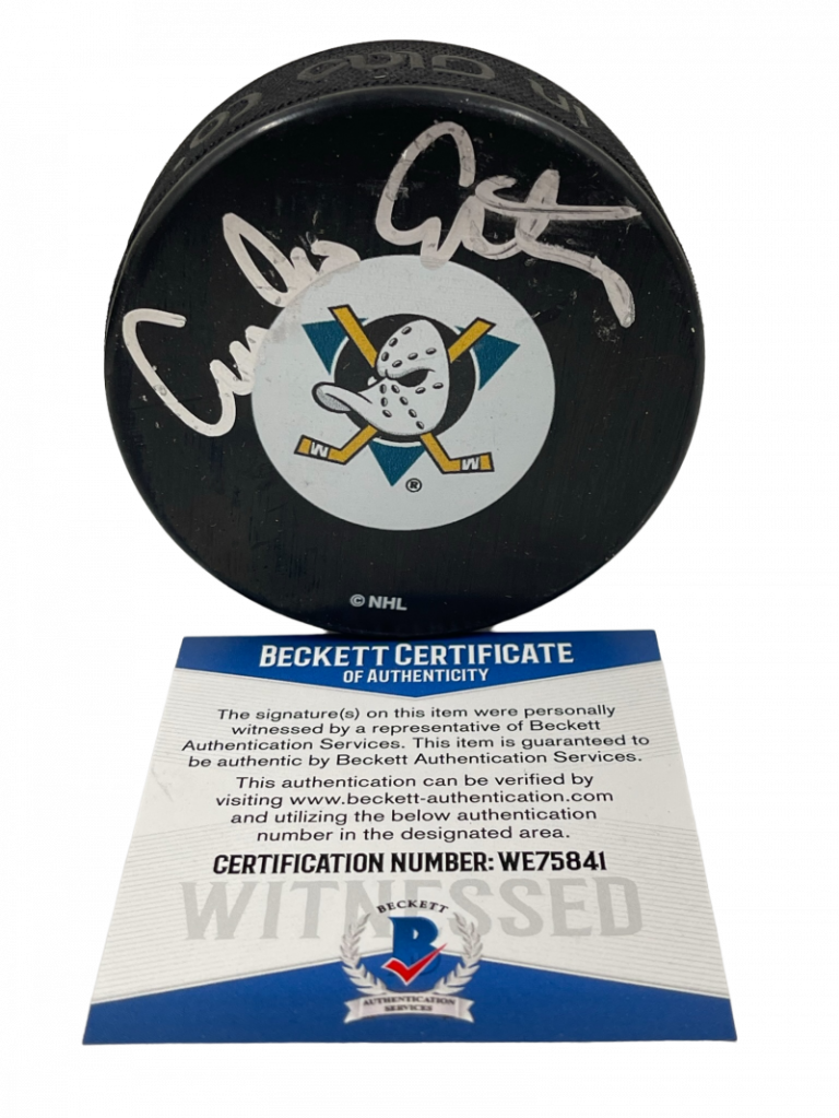 EMILIO ESTEVEZ SIGNED THE MIGHTY DUCKS HOCKEY PUCK AUTOGRAPH BECKETT WITNESS 9 COLLECTIBLE MEMORABILIA