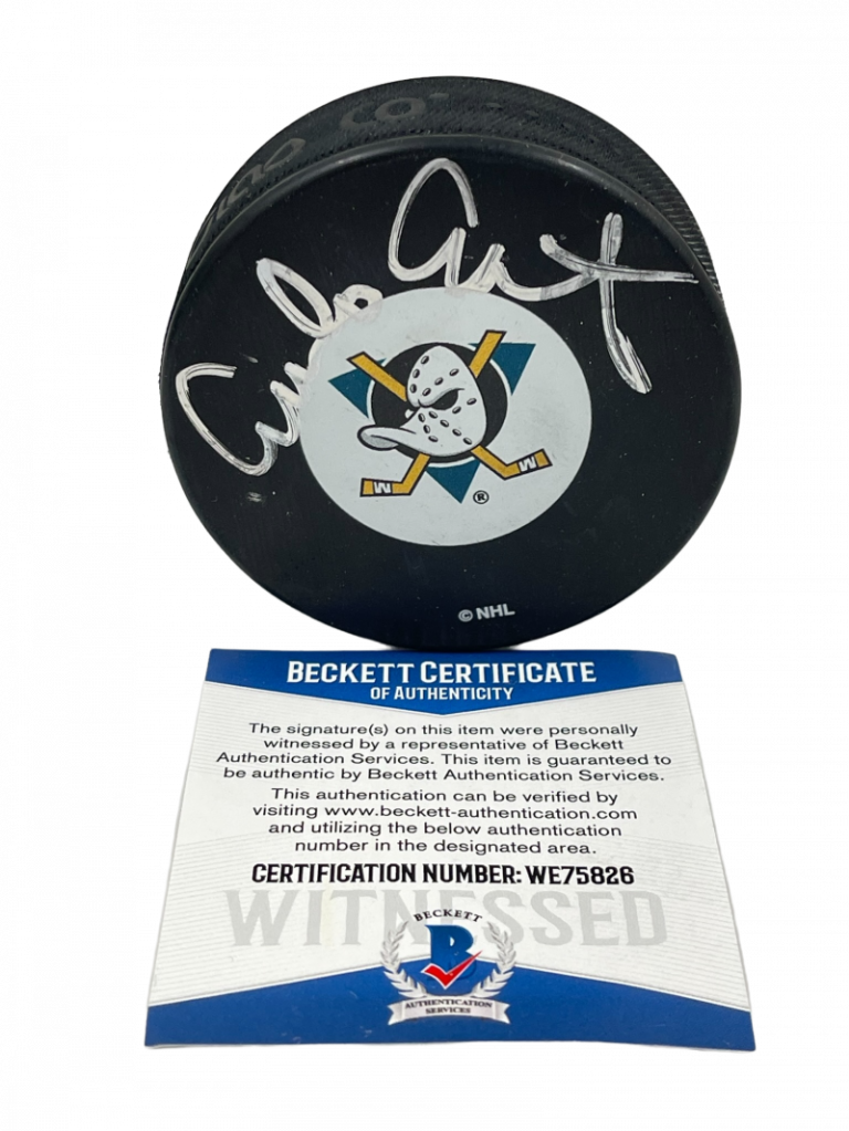 EMILIO ESTEVEZ SIGNED THE MIGHTY DUCKS HOCKEY PUCK AUTOGRAPH BECKETT WITNESS 13 COLLECTIBLE MEMORABILIA