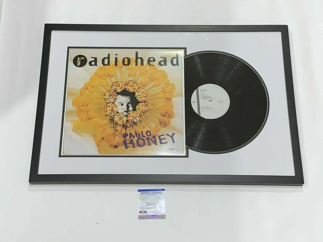 THOM YORKE SIGNED FRAMED PABLO HONEY RECORD DISPLAY RADIOHEAD PSA/DNA COA  11