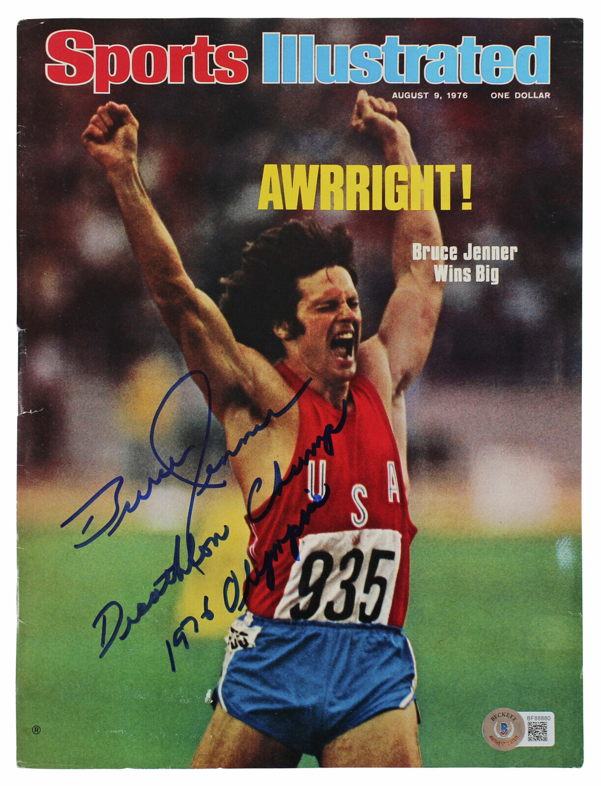 Bruce Jenner "Decathalon Champ 1976 Olympics" Signed SI Magazine Cover