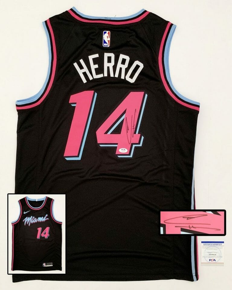 MIAMI HEAT TYLER HERRO SIGNED JERSEY PSA/DNA 1 COA COLLECTIBLE MEMORABILIA