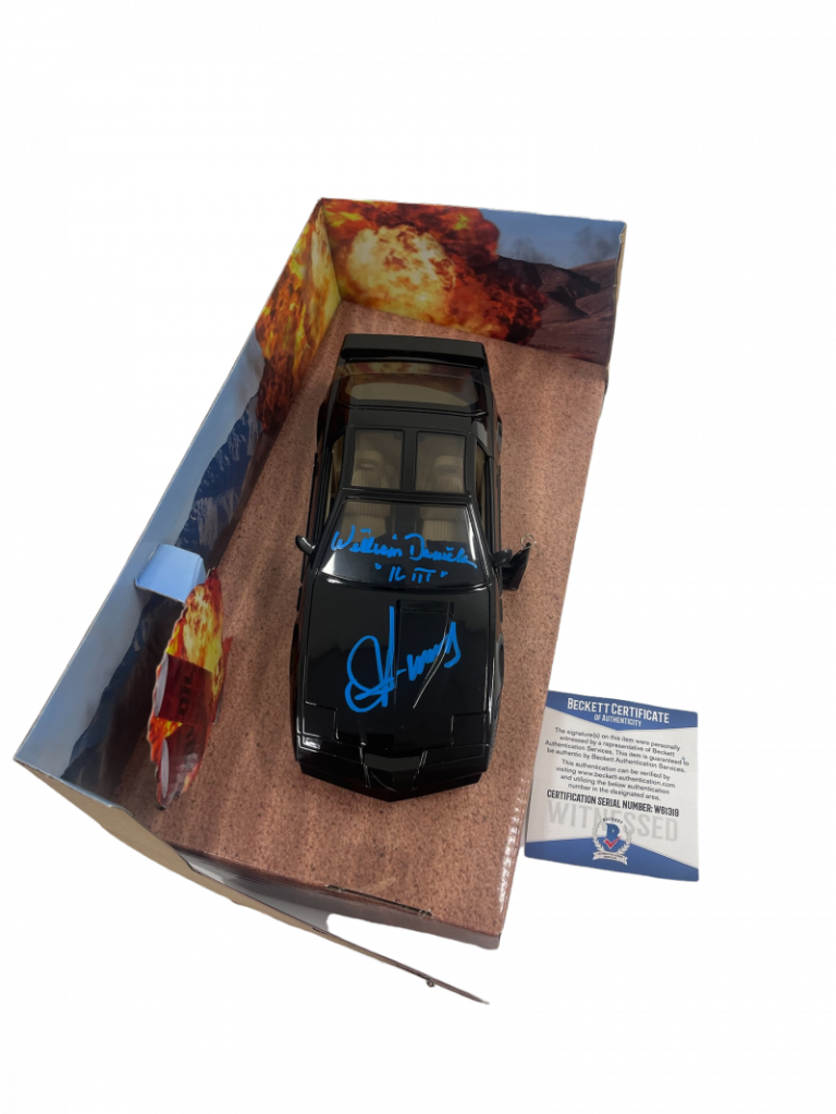 DAVID HASSELHOFF WILLIAM DANIELS SIGNED KNIGHT RIDER DIECAST 1:24 CAR BECKETT 4 COLLECTIBLE MEMORABILIA