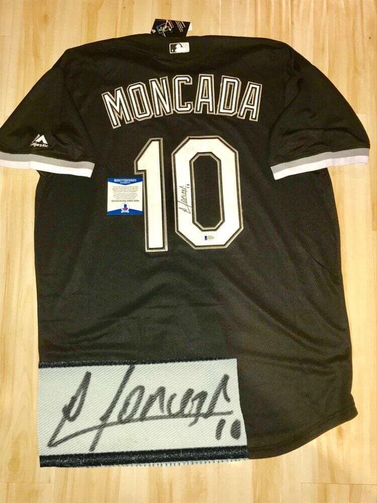 Yoan Moncada Authentic Signed Black Pro Style Framed Jersey Autographed BAS