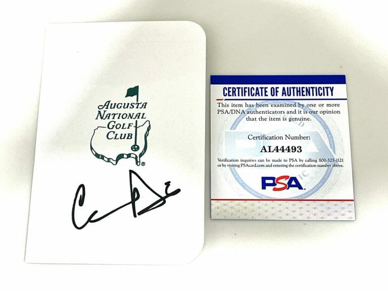 CAMERON CAM DAVIS HAND SIGNED MASTERS SCORECARD WINNER PGA PSA DNA CERT COLLECTIBLE MEMORABILIA