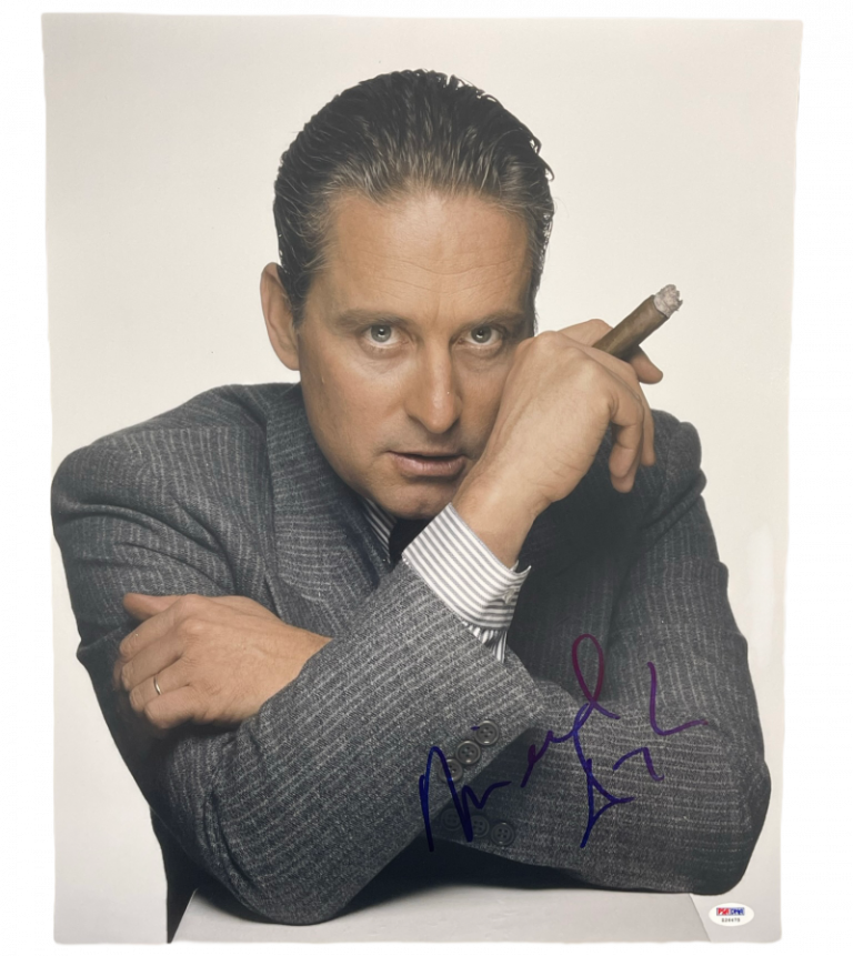 MICHAEL DOUGLAS SIGNED 16X20 PHOTO WALL STREET AUTHENTIC AUTOGRAPH PSA DNA COA 4 COLLECTIBLE MEMORABILIA