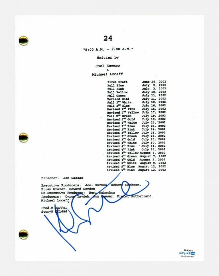 KIEFER SUTHERLAND SIGNED AUTOGRAPHED 24 EPISODE 201 SCRIPT SCREENPLAY ACOA COA COLLECTIBLE MEMORABILIA