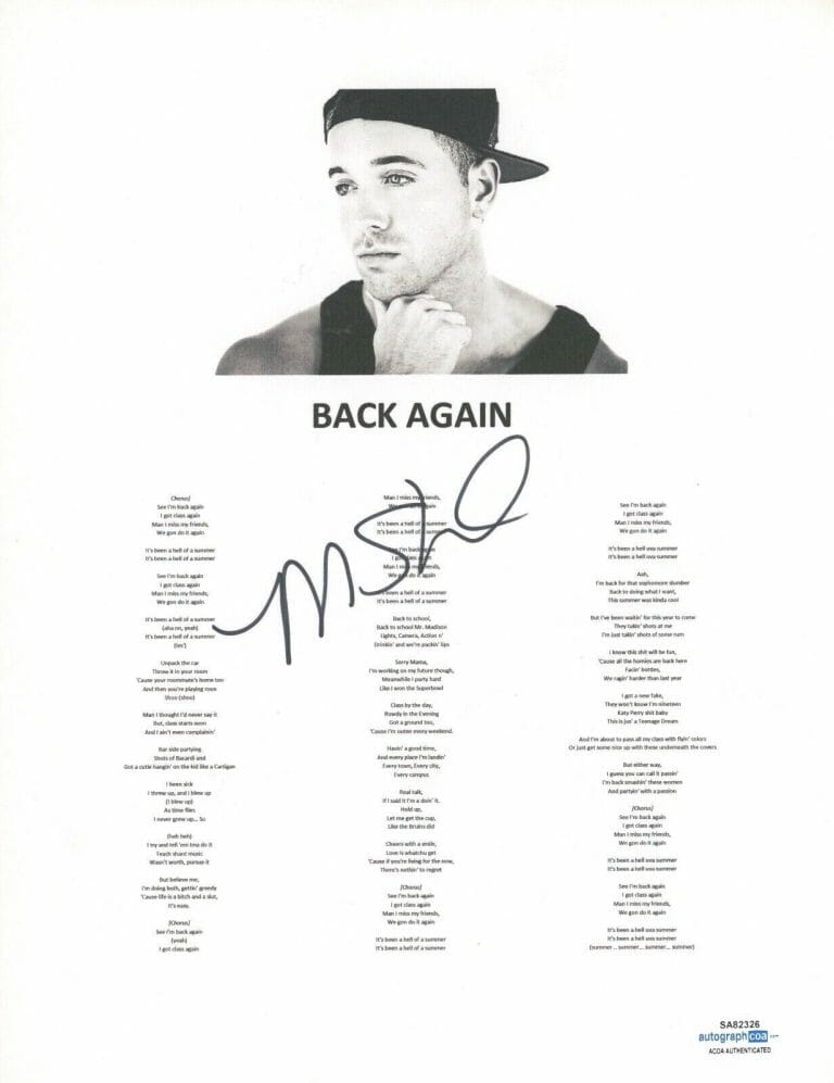 MIKE STUD SIGNED AUTOGRAPHED BACK AGAIN SONG LYRIC SHEET RAPPER ACOA COA COLLECTIBLE MEMORABILIA