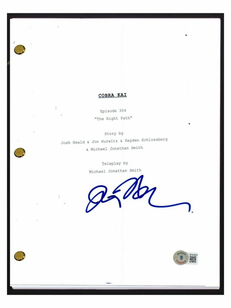 JON HURWITZ SIGNED AUTOGRAPHED COBRA KAI EPISODE SCRIPT SHOW CREATOR BECKETT COA COLLECTIBLE MEMORABILIA