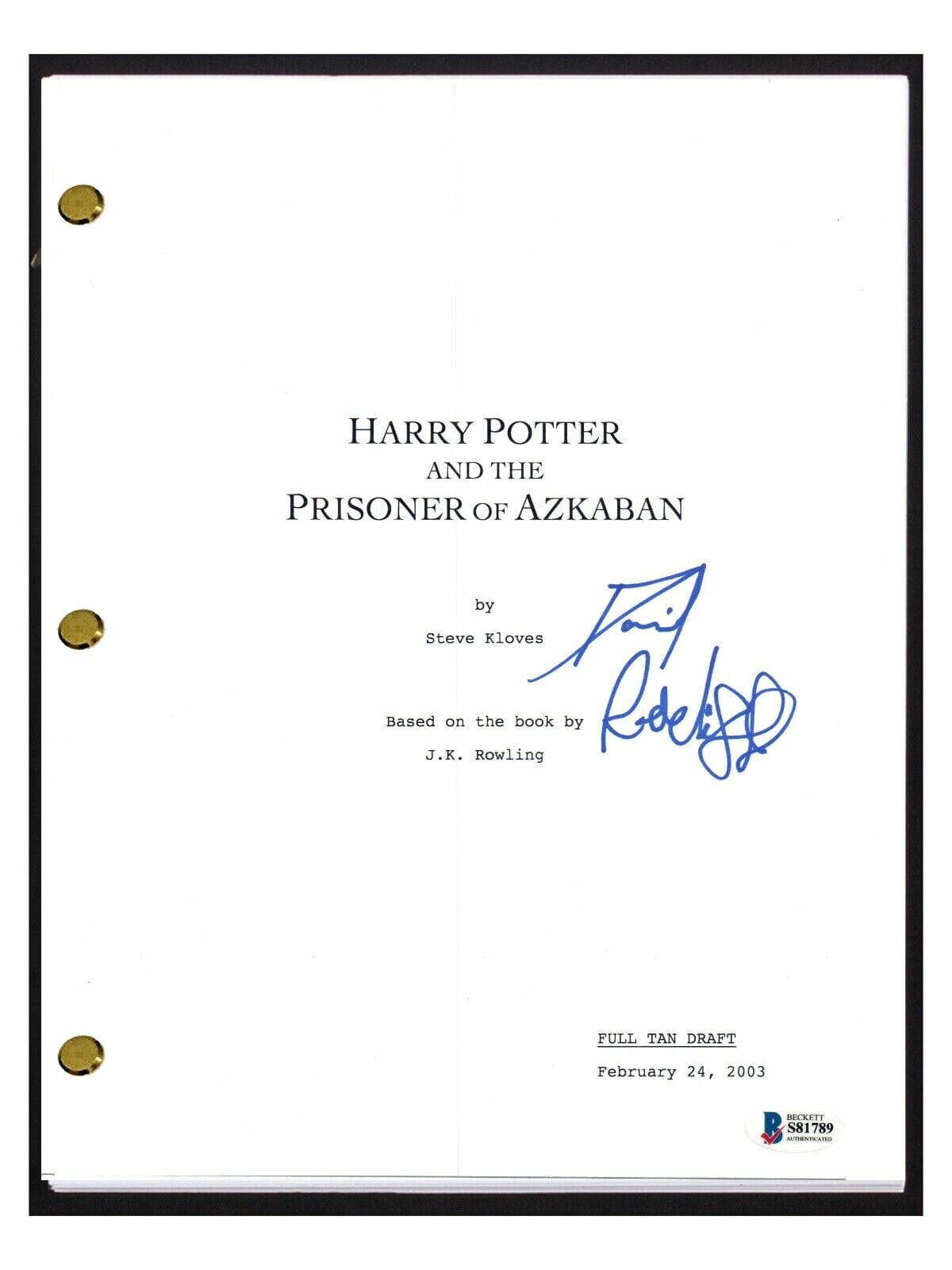 Daniel Radcliffe Signed Harry Potter Prisoner of Azkaban Script Beckett