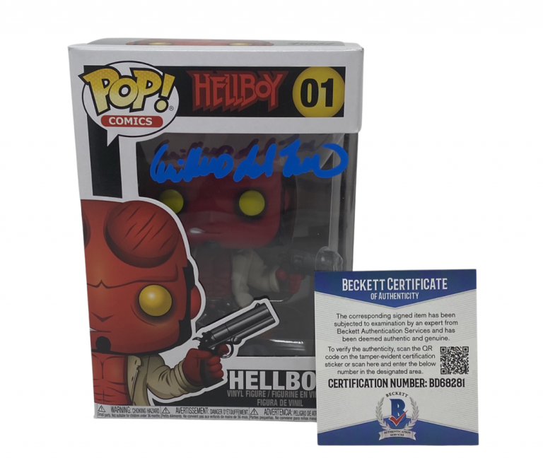 GUILLERMO DEL TORO SIGNED AUTOGRAPHED HELLBOY FUNKO POP FIGURE BECKETT BAS COA COLLECTIBLE MEMORABILIA
