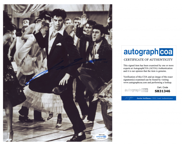 John Travolta Signed Autographed X Photo Grease Acoa Coa Vd Autographia