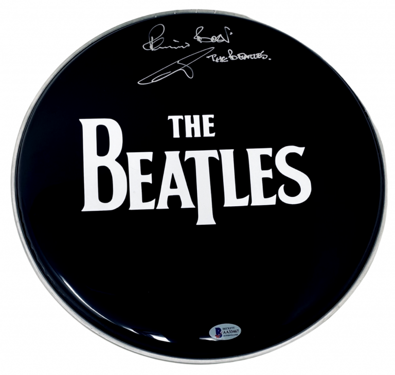 PETE BEST SIGNED AUTOGRAPHED 12″ DRUMHEAD THE BEATLES DRUMMER BECKETT COA COLLECTIBLE MEMORABILIA